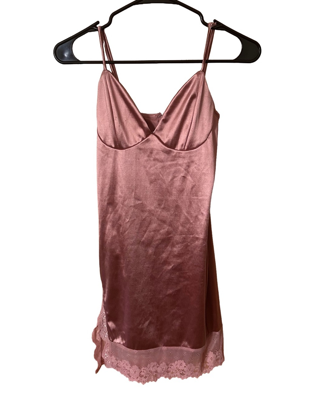 Better Be Dusty Rose Satin Slip with Lace Hem